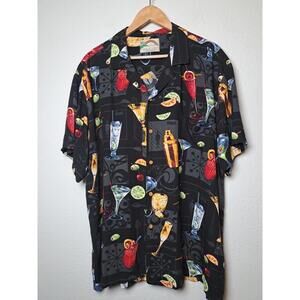 PARADISE FOUND HAWAIIAN Camp SHIRT Mens XL MARTINI COCKTAIL Happy Hour Rayon